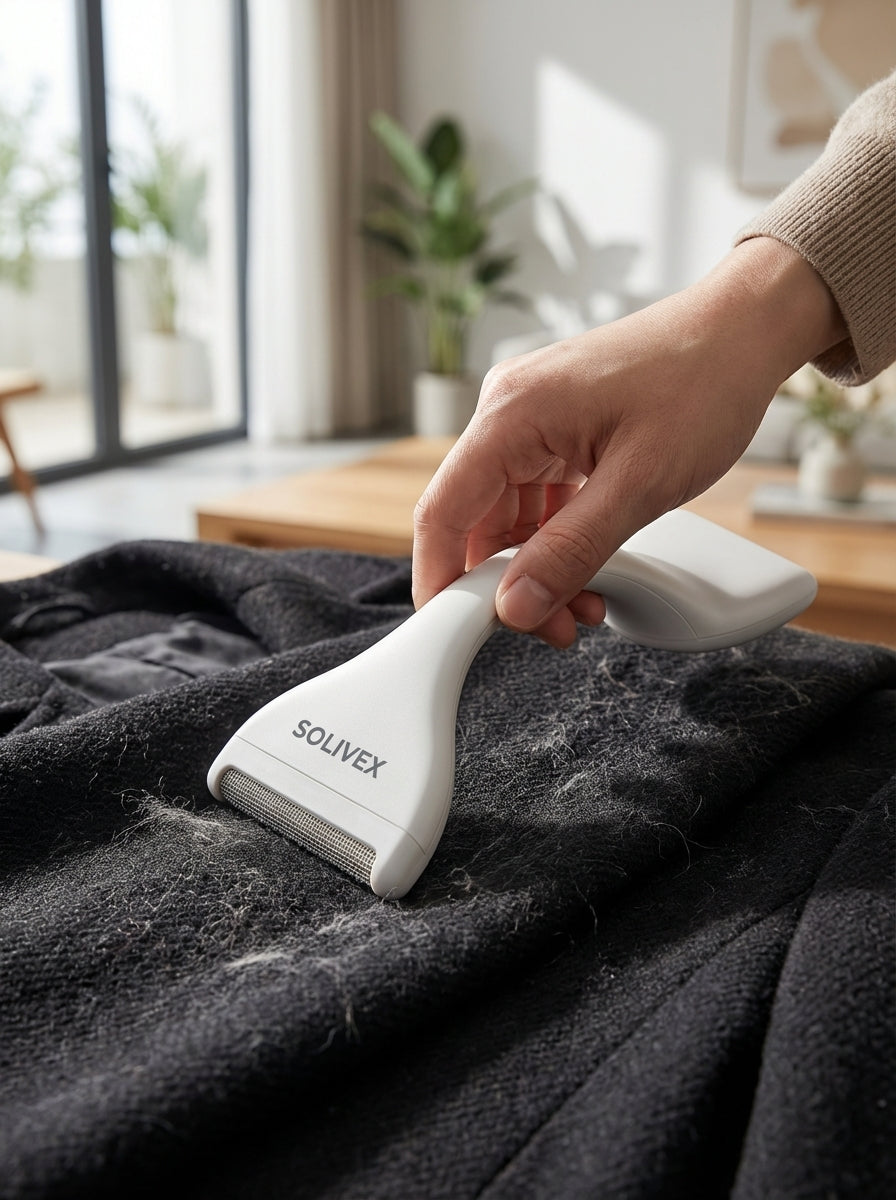 Solivex Two-Sided Portable Lint Remover Manual Fabric Shaver for Clothes